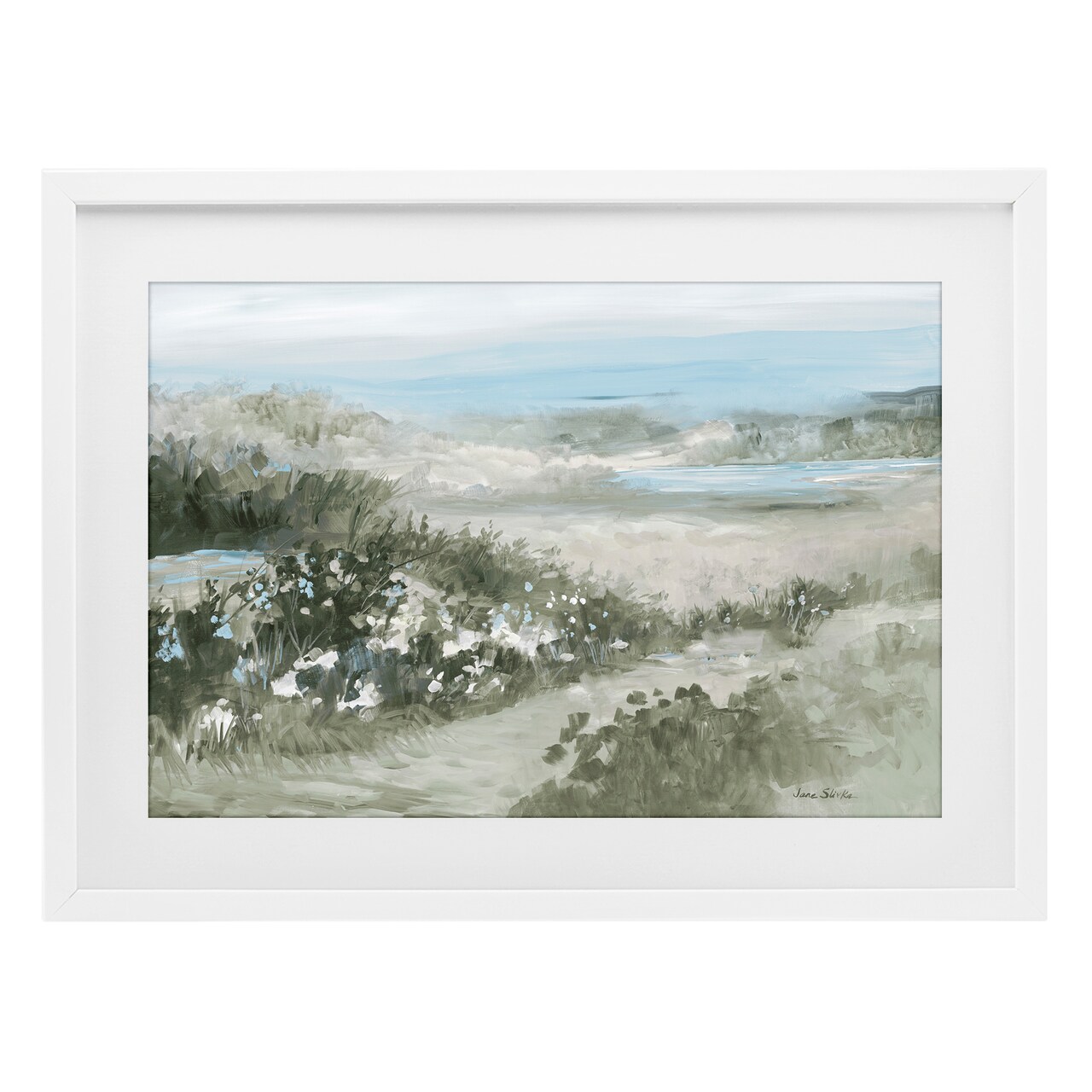 Stupell Industries Neutral Quiet Composition Landscape Framed Print Under Glass, design by Jane Slivka